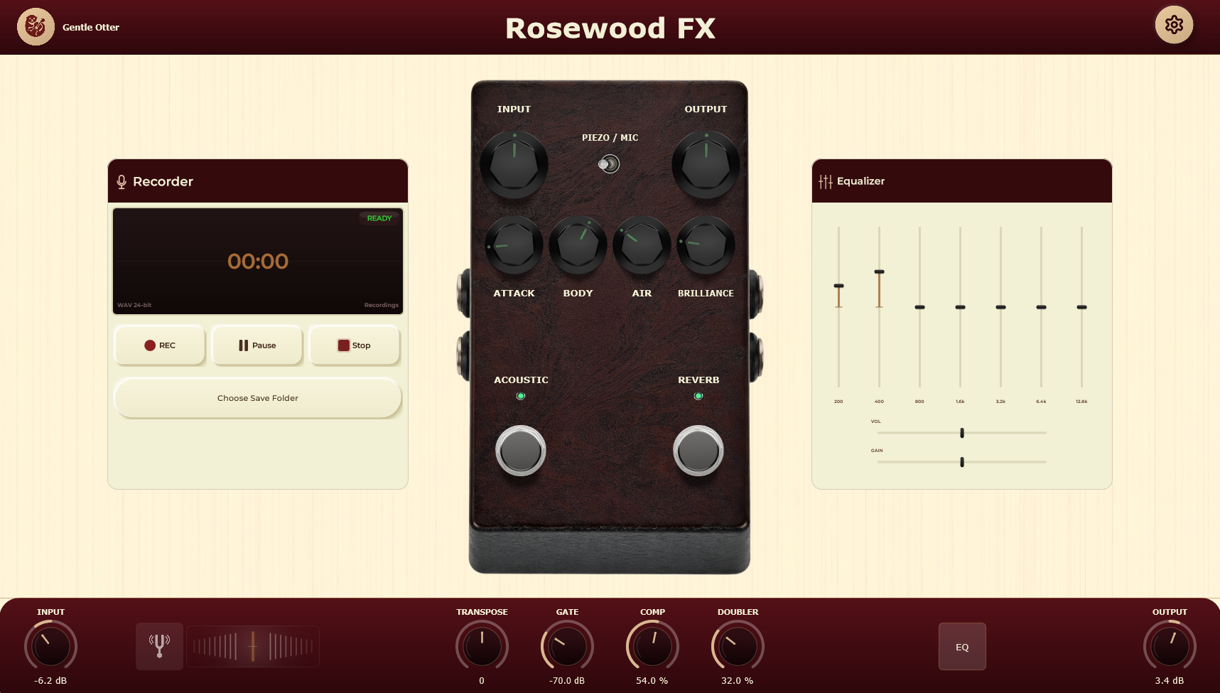 Rosewood FX app interface